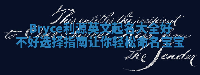 Bryce利源英文起名大全好不好选择指南让你轻松命名宝宝