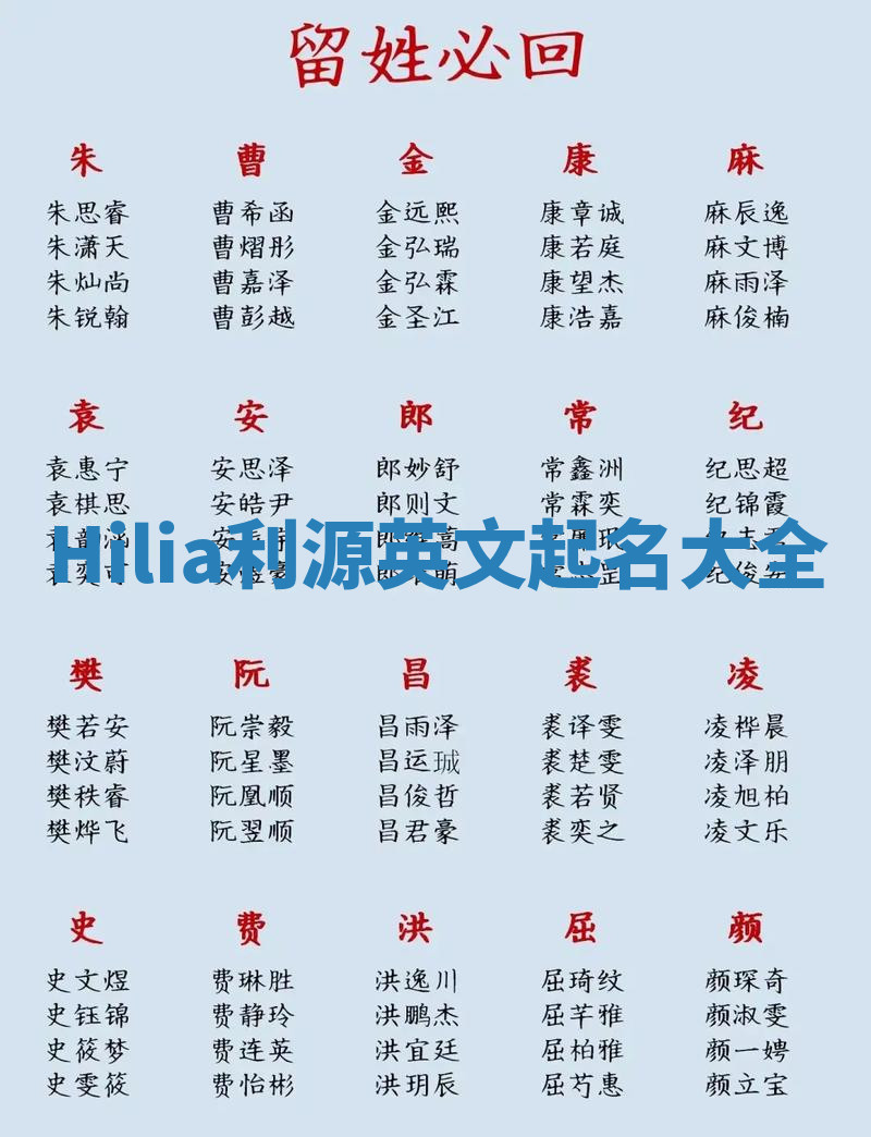 Hilia利源英文起名大全 Hilia利源英文起名大全